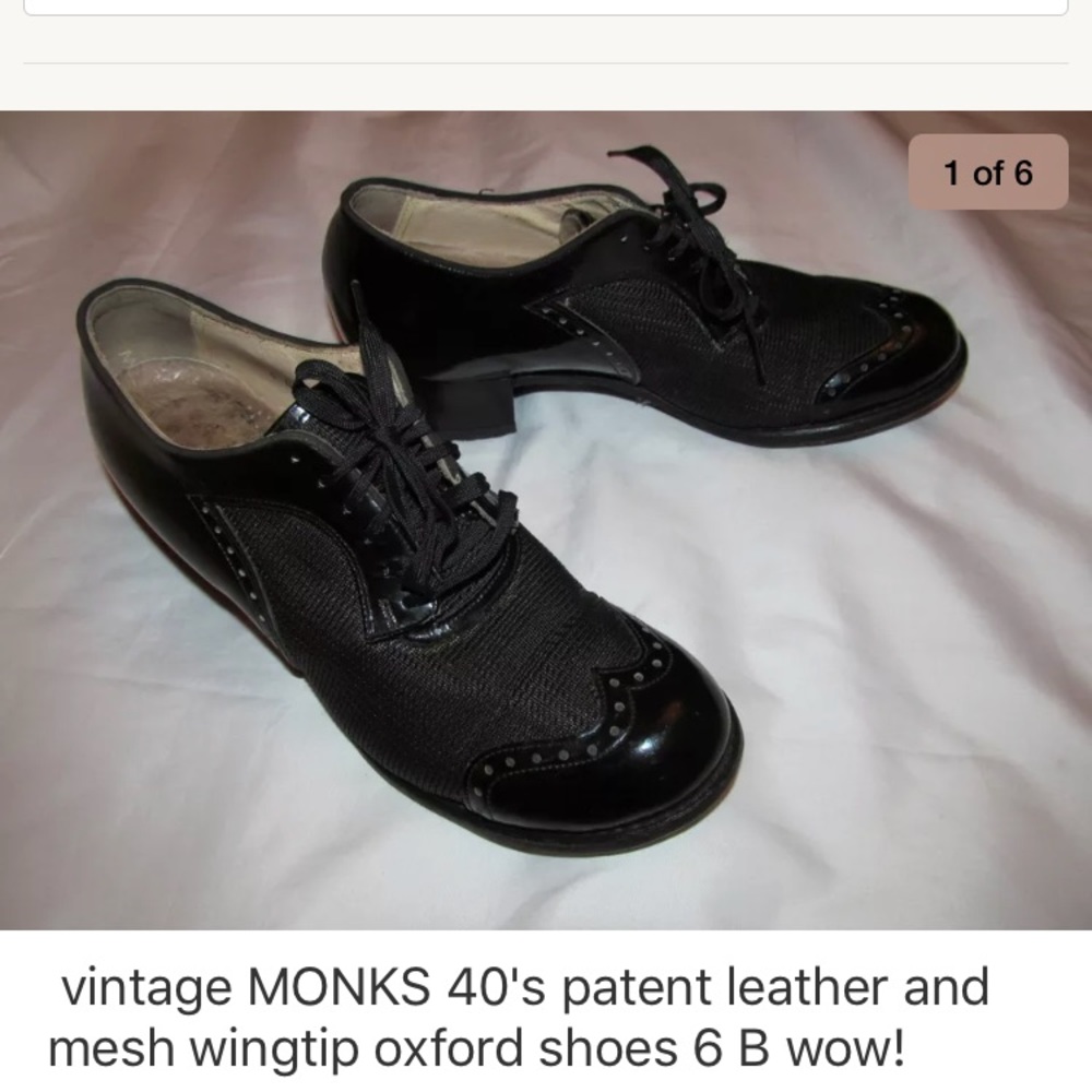 Vintage 40's oxford lace up wingtip pin up shoes